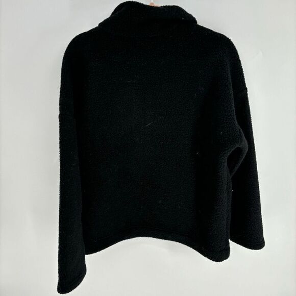 Workshop Teddy Women Black Neon New pullover quarter zip sweatshirt jacket Med - Picture 2 of 4